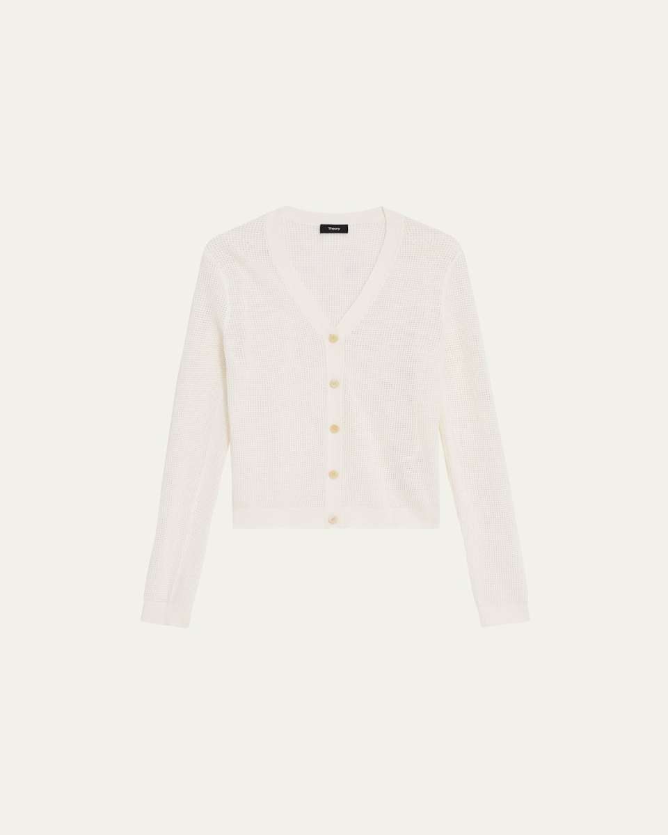 Mini Pointelle Stitch Crepe Cardigan